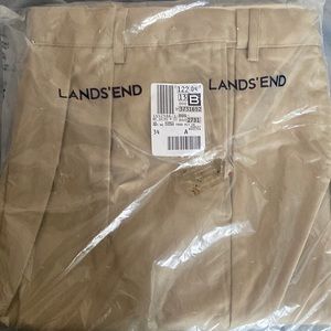 Lands End Mens Pants 48 Khaki Pleated Front